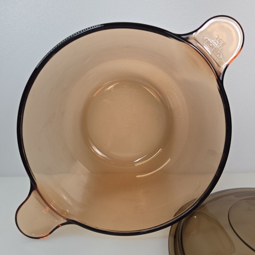 VTG Corning Visions 3.5L Amber Glass Dutch Oven Stock Pot with Lid France - Picture 7 of 8
